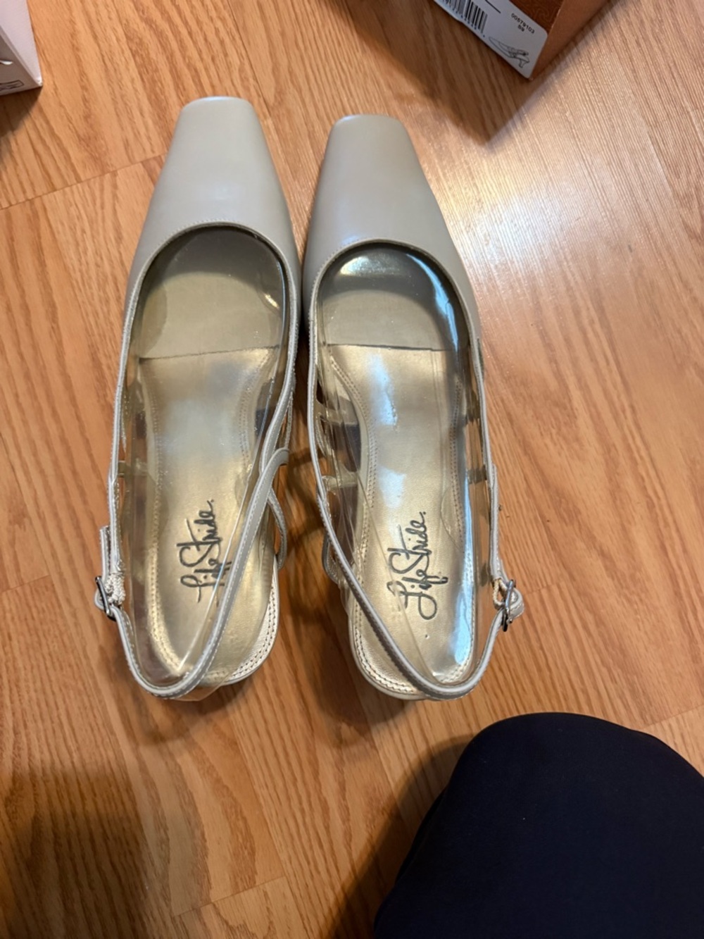 Life Stride Ivory Slingback Square-Toe Pumps